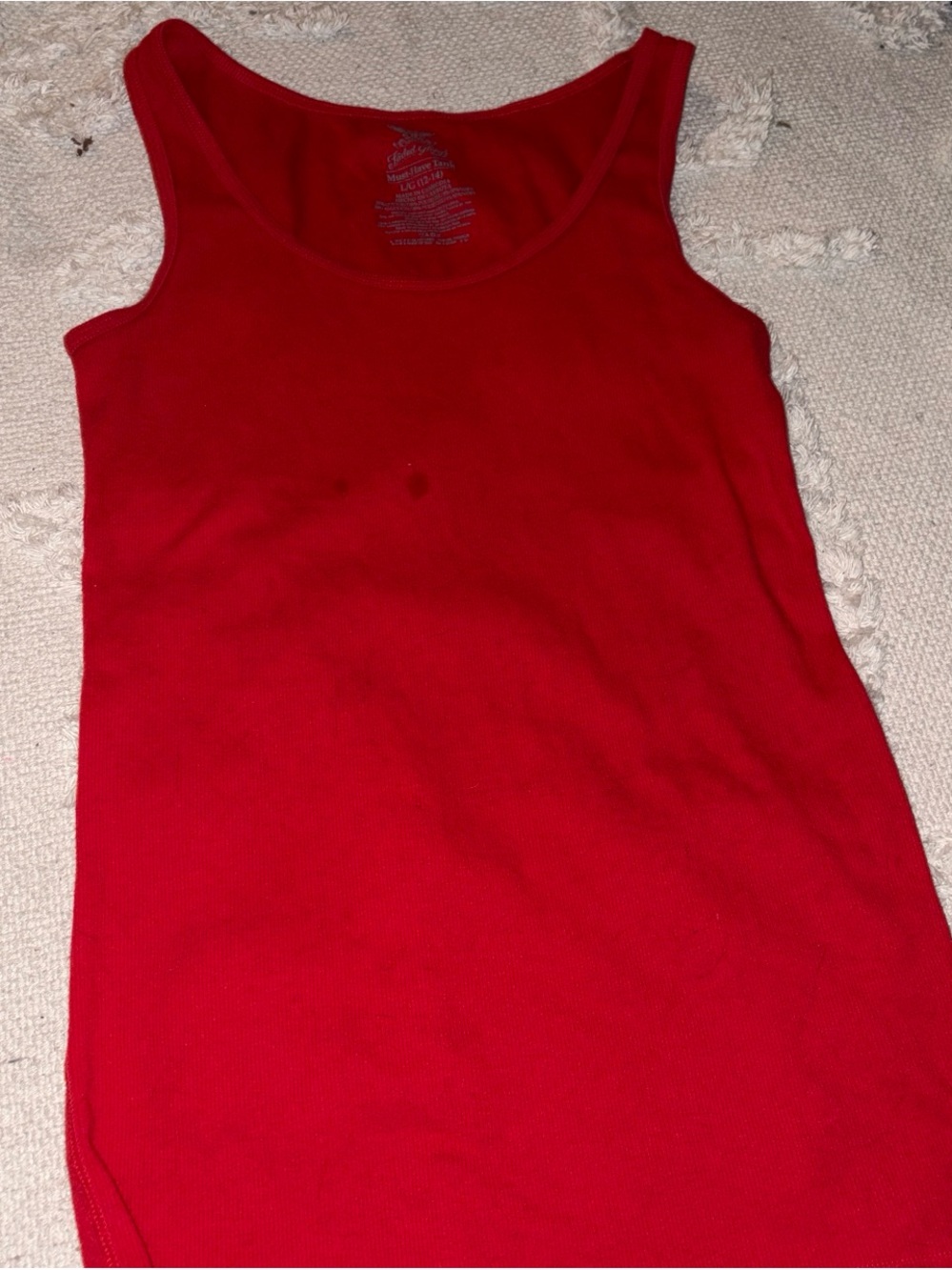 Faded Glory Red Ribbed Scoop Neck Tank Top